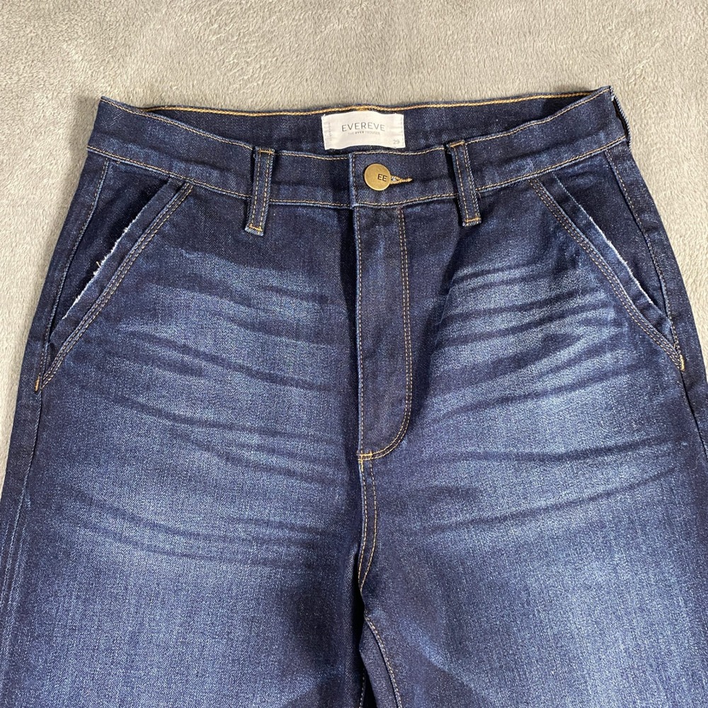 Evereve The Ever Trouser Jeans Womens 29 Blue Dark Wash High Rise Wide Leg EUC - Picture 11 of 15